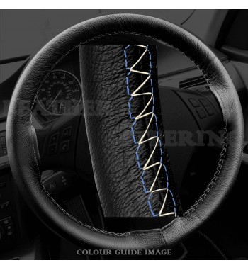 BASE MASTER BMW 3 series E90 / E91 Black Leather Steering Wheel Cover – Royal Blue stitch