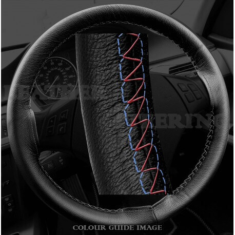 BASE MASTER BMW 3 series E90 / E91 Black Leather Steering Wheel Cover – Royal Blue stitch BASE MASTER BMW 3 series E90 / E91 Black Leather Steering Wheel Cover – Royal Blue stitch