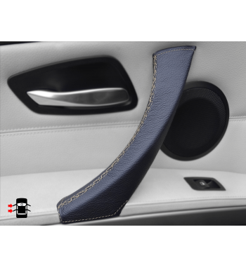 Para BMW Serie 3 E90 E91 E92 E93 E93 Manija de la Puerta IZQUIERDA Funda de cuero negro Puntada negra