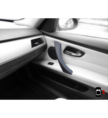 Pour BMW Série 3 Série E90 E91 E91 E92 E92 E93 Passager latéral (DROITE) Poignée de porte en cuir noir Couverture en cuir noir