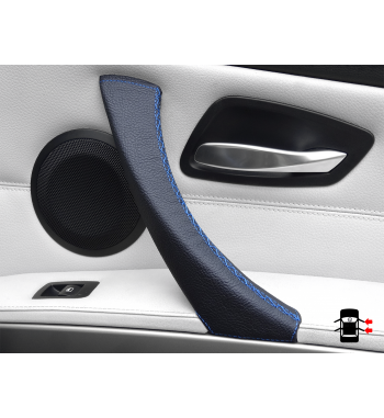 Pour BMW Série 3 Série E90 E91 E91 E92 E92 E93 Passager latéral (DROITE) Poignée de porte en cuir noir Couverture en cuir noir