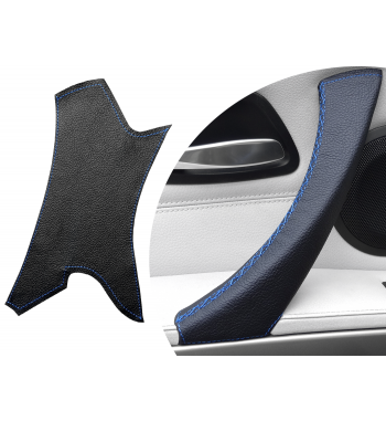 Para BMW Serie 3 E90 E91 E92 E93 E93 Manija de la Puerta IZQUIERDA Funda de cuero negro Puntada negra
