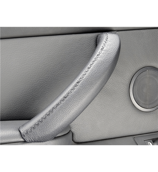 Coprimaniglie Portiera In Pelle Per BMW X5 E53 (2000-2006) - Set Posteriore Nero, 2 Pezzi