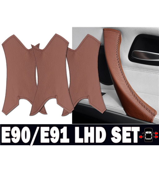 Brown Leather Door Handle Covers SET LHD BMW 3 Series E90/ E91 Brown Leather Door Handle Covers SET LHD BMW 3 Series E90/ E91