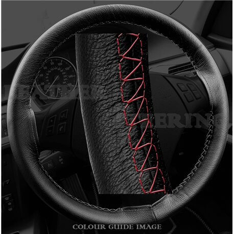 BMW 320d E46 (1998-2005) Black Leather Steering Wheel Cover – Red stitch with Red lacing cord BMW 320d E46 (1998-2005) Black Leather Steering Wheel Cover – Red stitch with Red lacing cord