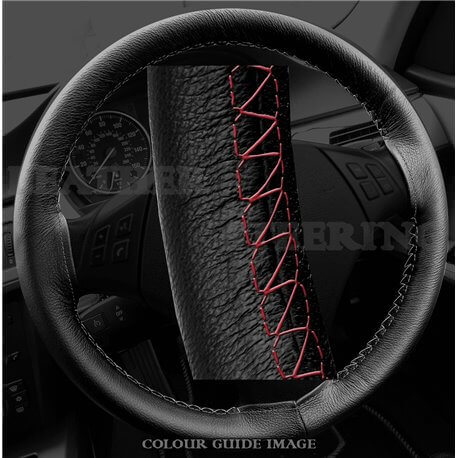 BMW 320d E46 (1998-2005) Black Leather Steering Wheel Cover – Red stitch with Red lacing cord