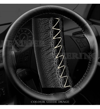BMW 3 series 320d E46 Black Leather Steering Wheel Cover – Black stitches