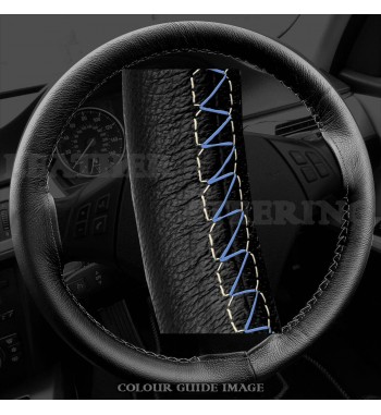 BMW 3 series 320d E46 Black Leather Steering Wheel Cover – Gold Stitch