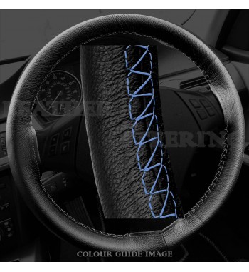 FOR BMW E46 3 SER 98-05 BLACK PERF LEATHER STEERING WHEEL COVER CHOSEN COLOUR DB 