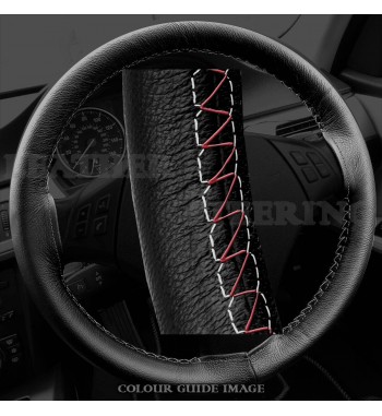 BMW 3 series 320d E46 Black Leather Steering Wheel Cover – Red-Blue with gold lacing cord