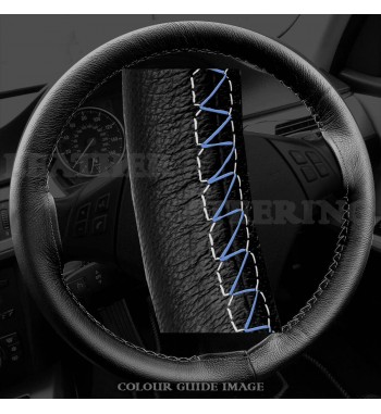 BMW 3 series 320d E46 Black Leather Steering Wheel Cover – Red-Blue with gold lacing cord