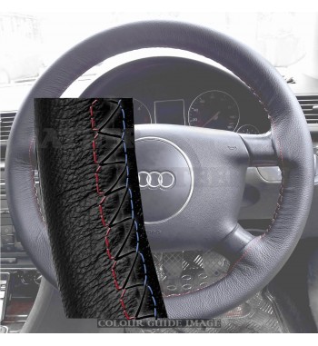 Für Audi A4 8E2, B6 Schwarzes Leder Lenkradabdeckung-Rot-Blau Schwarze...
