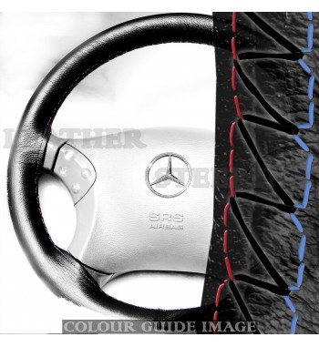 Schwarzes Leder Lenkradabdeckung Mercedes C Klasse W203 C180-C350...