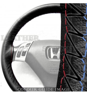 Honda Accord mk7 Leather Steering Wheel Cover Black, red blue black stitch