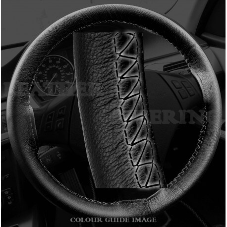 FITS BMW E90 E91 05-11 REAL BLACK LEATHER STEERING WHEEL COVER M3 /// STITCHING 
