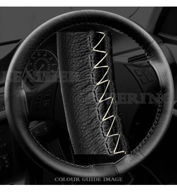 Fiat Fiorino mk3 2007-present Black Leather Steering Wheel Cover – Black stitches