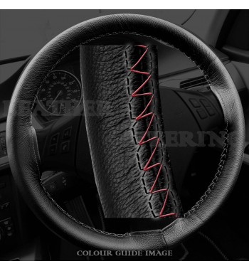Fiat Fiorino mk3 2007-present Black Leather Steering Wheel Cover – Black stitches
