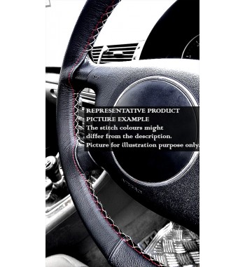 BASE MASTER BMW 3 series E90 / E91 Black Leather Steering Wheel Cover – Black stitches