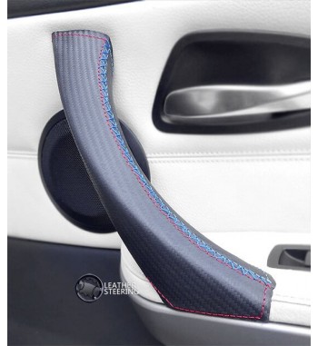 Do Bmw Seria 3 E90 E91 Carbon Fiber (prawy) Skórzany pokrowiec rączki drzwi pasażera M Sport kolor