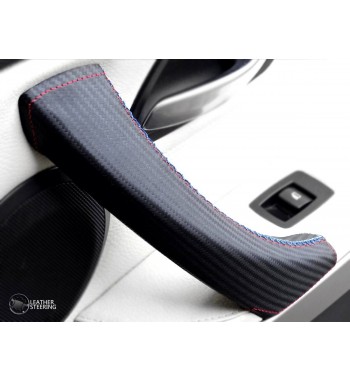 Per BMW Serie 3 E90 E91 Carbon Fiber Rivestimento in pelle per maniglie (destra) delle portiere passeggeri M Colore Sport