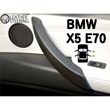 BMW X5 E70 (RIGHT) Door Handle Black Leather Cover Black Stitch
