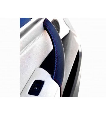 Couvercle de poignée de porte pour BMW X5 E70 2006-13 en cuir noir M Sport couture (porte gauche)
