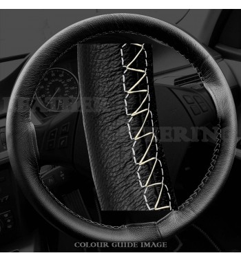 BASE MASTER BMW 3 series E90 / E91 Black Leather Steering Wheel Cover – Red-Blue with gold lacing cord