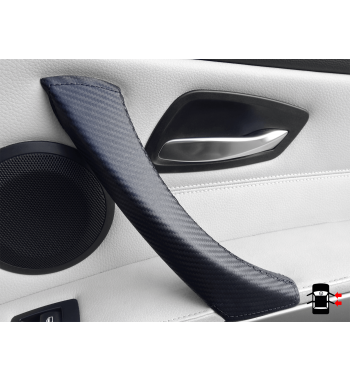 BMW 3 Série E90/ E9x Série 3 Poignée de porte intérieure effet carbone revêtement cuir