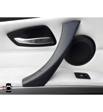 BMW 3 Series E90/ E9x efecto carbono interior manija de la puerta cubierta de cuero