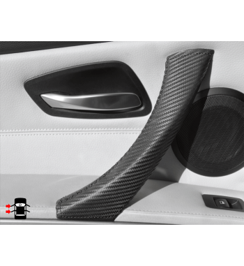 BMW 3 Series E90/ E9x efecto carbono interior manija de la puerta cubierta de cuero