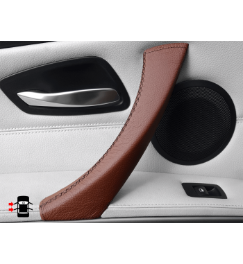 Custodia in pelle marrone per maniglia interna per BMW Serie 3 E90 / E91 / E92 / E93 M3