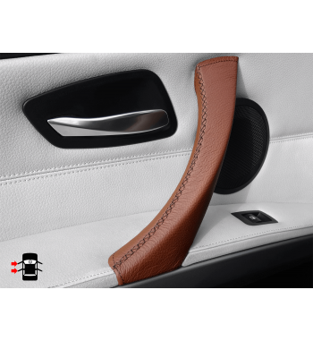 Custodia in pelle marrone per maniglia interna per BMW Serie 3 E90 / E91 / E92 / E93 M3