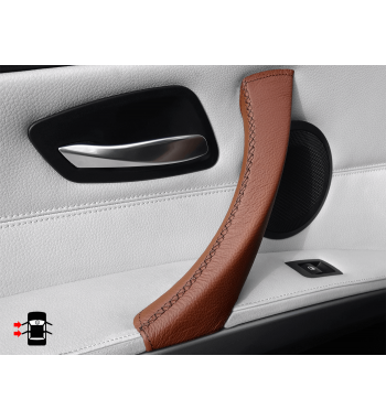 Couverture en cuir de poignée de porte intérieure brune pour BMW Série 3 E90 / E91 / E92 / E93 M3