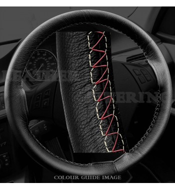 BMW 3 series E90 / E91 Black Leather Steering Wheel Cover – Gold Stitch
