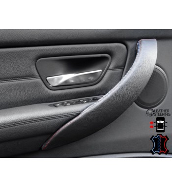 Door Handle Cover for BMW 3 Series F30/ F31/ F34/ F35/ F80 3xx i/d (2012-2018) Black Leather, M3 Stitch, Left Door